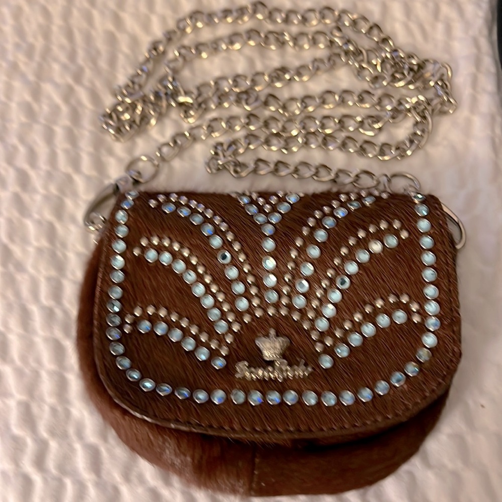 Brand new Bono Rocks rhinestones and brown cowhide belt purse. - Picture 1 of 6